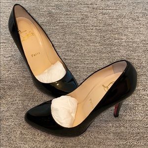 Louboutin, Black Patent Leather, Sz 37.5 NEW